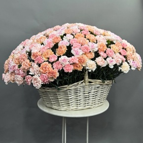 Композиция в корзине из 251 диантуса микс в Черноголовке