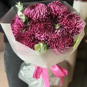 Букет "Виноградный" из 7 хризантем Бигоуди в Черноголовке