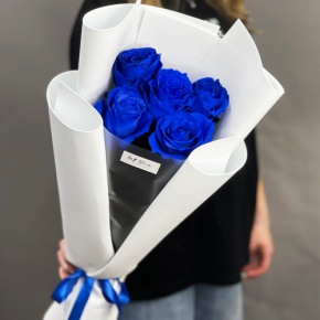 Букет из 5 синих роз Эквадор в Черноголовке
