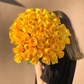 Букет "Ярче солнца" из 55 лимонных роз (50 см) в Черноголовке