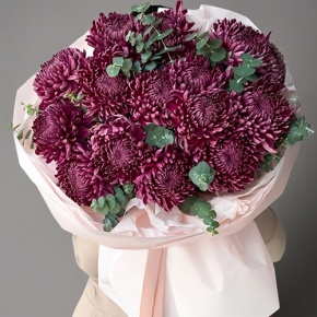 Букет из 17 винных хризантем Бигоуди в Черноголовке
