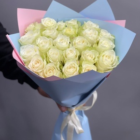Букет 25 белых роз Кения (50 см) в Черноголовке