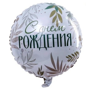 Шар "С Днём Рождения" листья в Черноголовке