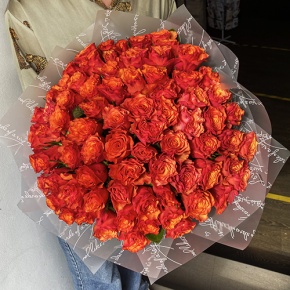 Букет 75 огненных роз (40 см) в Черноголовке