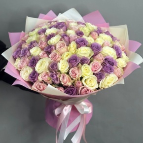 Букет из 101 розы пастельный микс (40 см) в Черноголовке