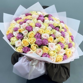 Букет "Желаю тебе" из 101 розы микс (50 см) в Черноголовке
