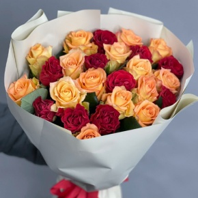 Букет "Прайм" из 25 роз Оранж и Эль Торо (50 см) в Черноголовке