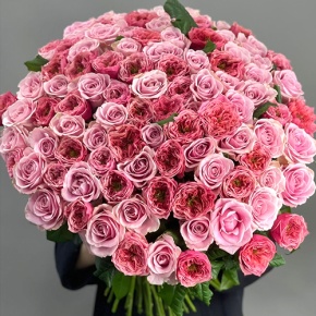 Нежный букет из 101 розы Риджентс парк и Аваланж микс  (70 см) в Черноголовке
