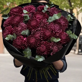 Букет из 21 винной хризантемы Бигоуди в Черноголовке