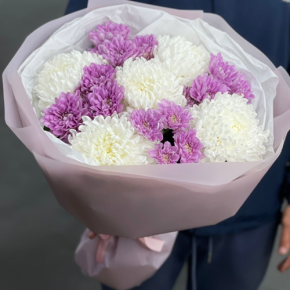 Букет "Вместе с тобой" из нежных хризантем в Черноголовке