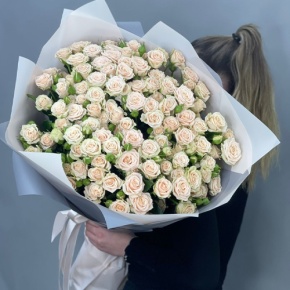 Букет из 25 кремовых кустовых роз (70 см) в Черноголовке