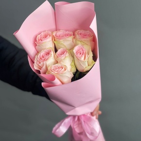 Букет 7 Кенийских розовых роз (40 см) в Черноголовке