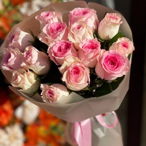 Букет из 15 розовых роз Кения (40 см) в Черноголовке