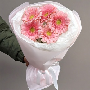 Букет из 5 розовых гербер мини в Черноголовке