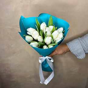 Букет 15 белоснежных тюльпанов в Черноголовке
