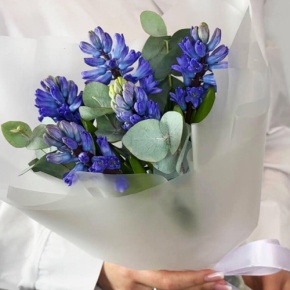 Букет "Мини" из 5 ароматных гиацинтов и эвкалипта в Черноголовке