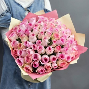 Букет из 75 розовых роз кения (40 см) в Черноголовке
