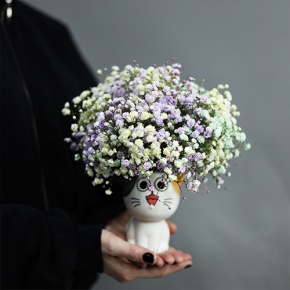 Композиция из гипсофил в керамическом кашпо в Черноголовке