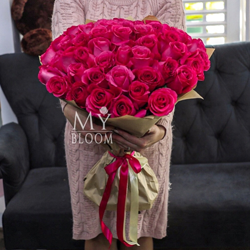 Букет 51 роза Эквадор Пинк Флоид (60 см) в Черноголовке